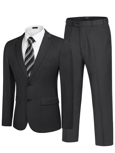Classic 2-Piece Dress Suit (US Only) Suit Set coofandy Dark Grey S 
