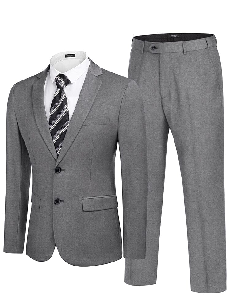 Classic 2-Piece Dress Suit (US Only) Suit Set coofandy Grey S 