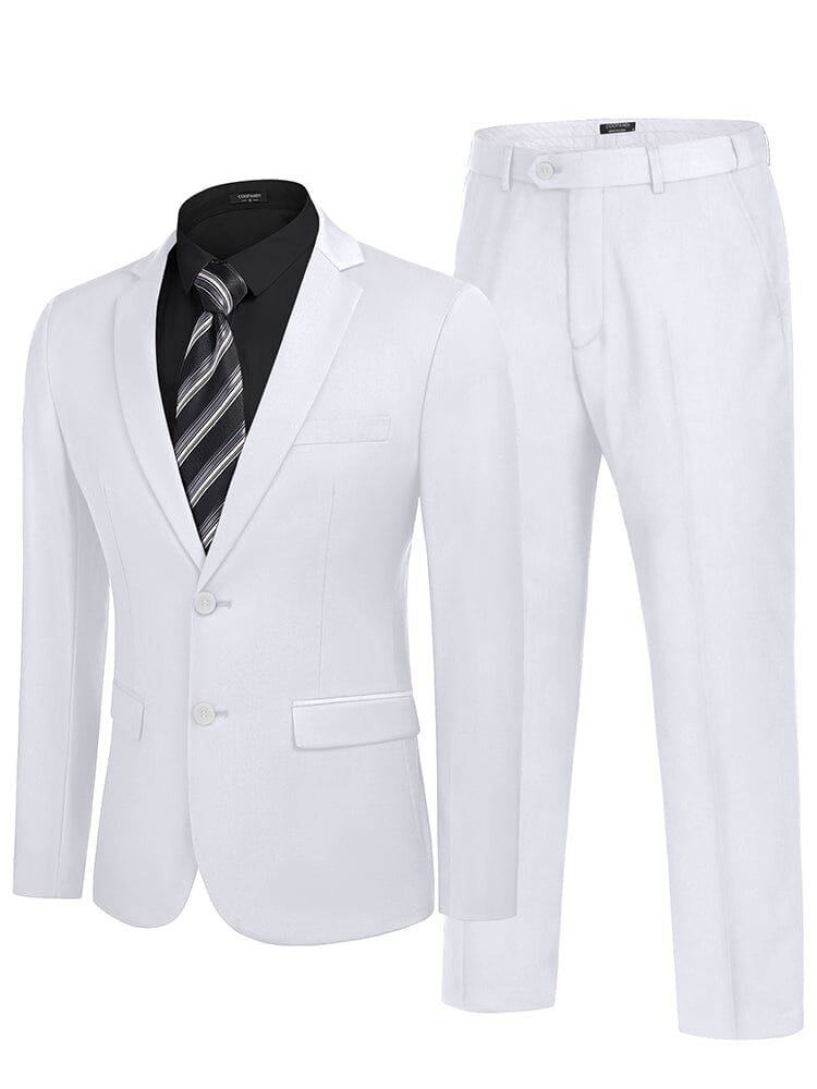 Classic 2-Piece Dress Suit (US Only) Suit Set coofandy White S 