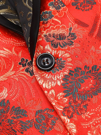 Luxury Floral Tuxedo Embroidered Blazer (US Only) Blazer coofandy 
