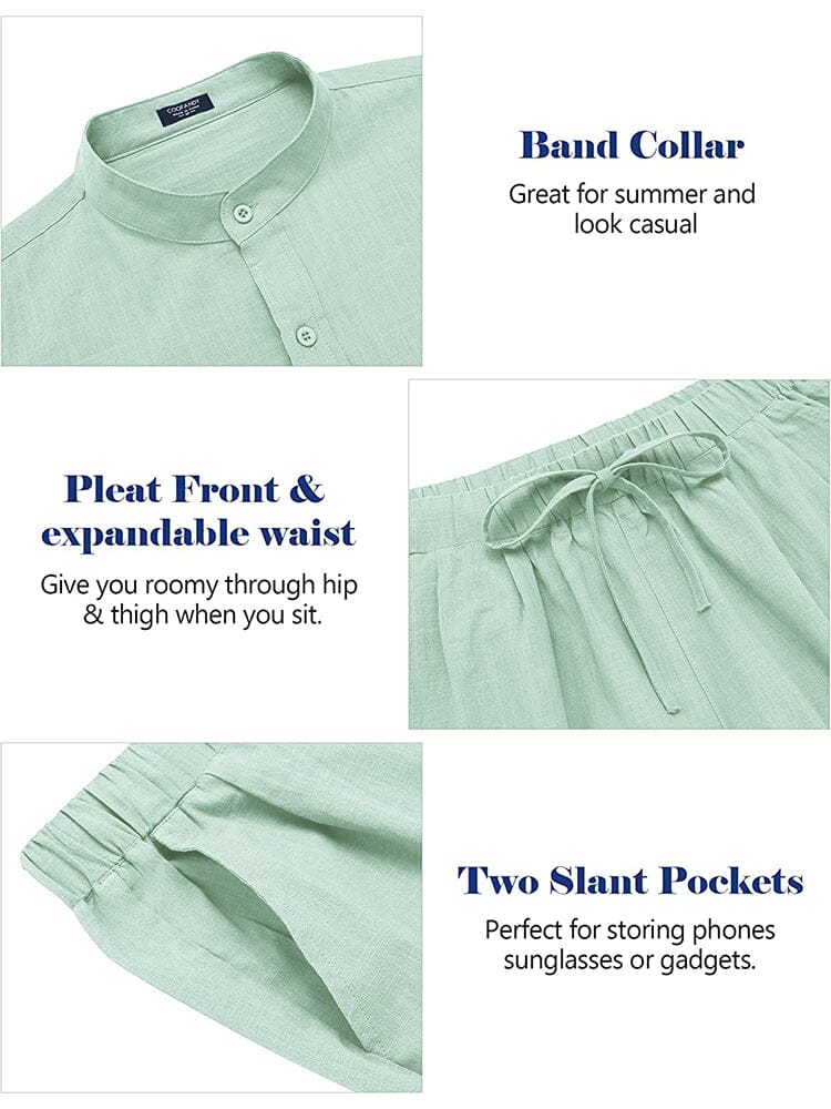 Casual Pure Cotton Beach Shirt Sets (US Only) Sets coofandy 