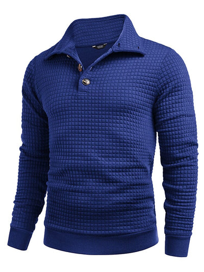 Casual Quarter Collar Waffle Sweatshirt (US Only) Hoodies coofandy Blue S 
