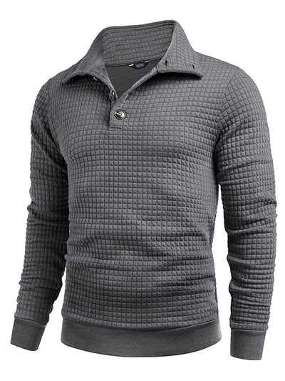 Casual Quarter Collar Waffle Sweatshirt (US Only) Hoodies coofandy Dark Grey S 