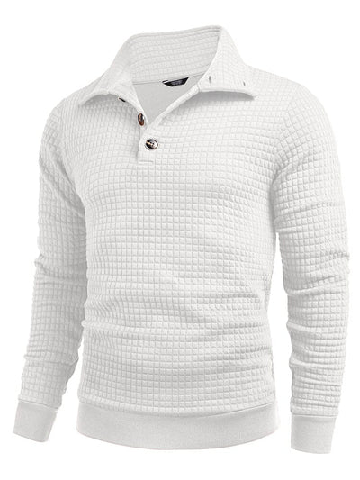 Casual Quarter Collar Waffle Sweatshirt (US Only) Hoodies coofandy White S 