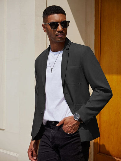 Casual Regular Fit Blazer Jacket (US Only) Blazer coofandy Black S 