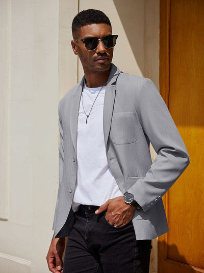 Casual Regular Fit Blazer Jacket (US Only) Blazer coofandy Grey S 