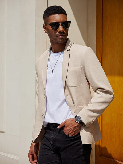 Casual Regular Fit Blazer Jacket (US Only) Blazer coofandy Khaki S 