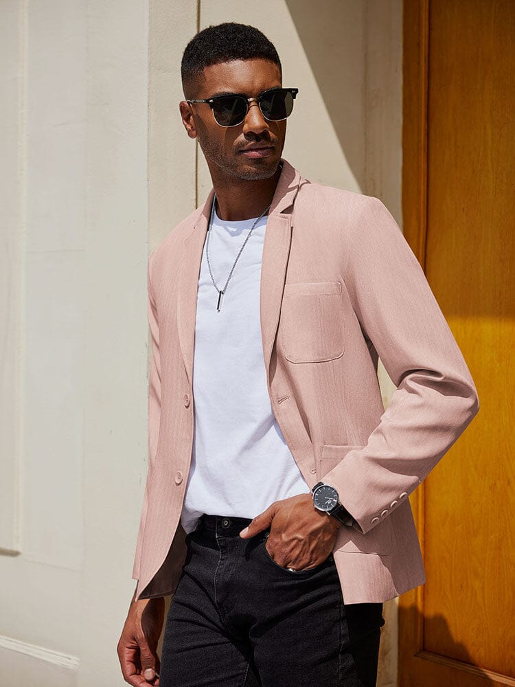 Casual Regular Fit Blazer Jacket (US Only) Blazer coofandy Pink S 