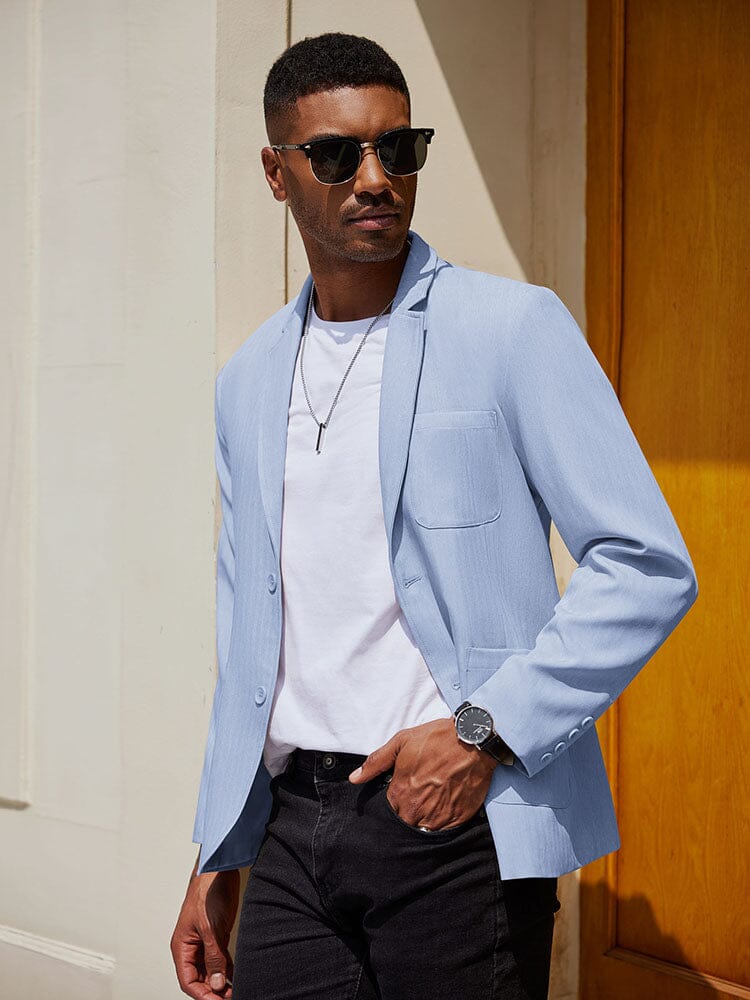 Casual Regular Fit Blazer Jacket (US Only) Blazer coofandy Light Blue S 