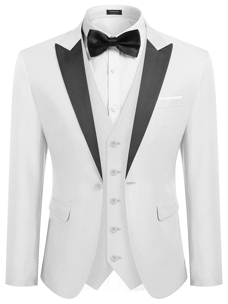 3 Piece Tuxedo Suit Set with Bow Tie (US Only) Blazer coofandy 
