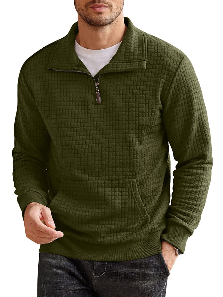 Casual Waffle Pullover Sweatshirt (US Only) Shirts coofandy Army Green S 