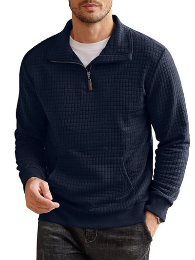 Casual Waffle Pullover Sweatshirt (US Only) Shirts coofandy Navy Blue S 