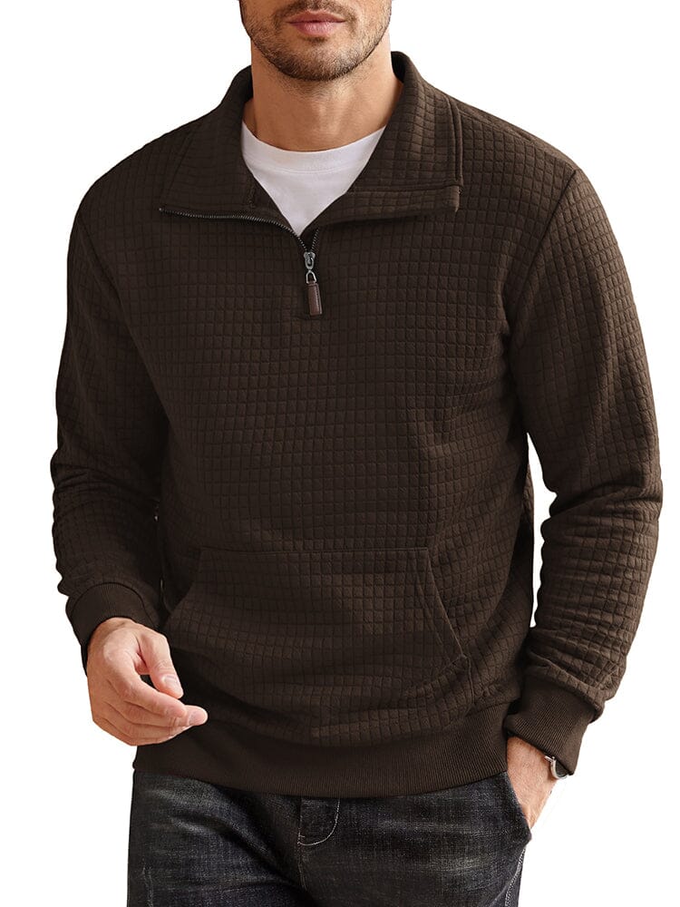 Casual Waffle Pullover Sweatshirt (US Only) Shirts coofandy Brown S 