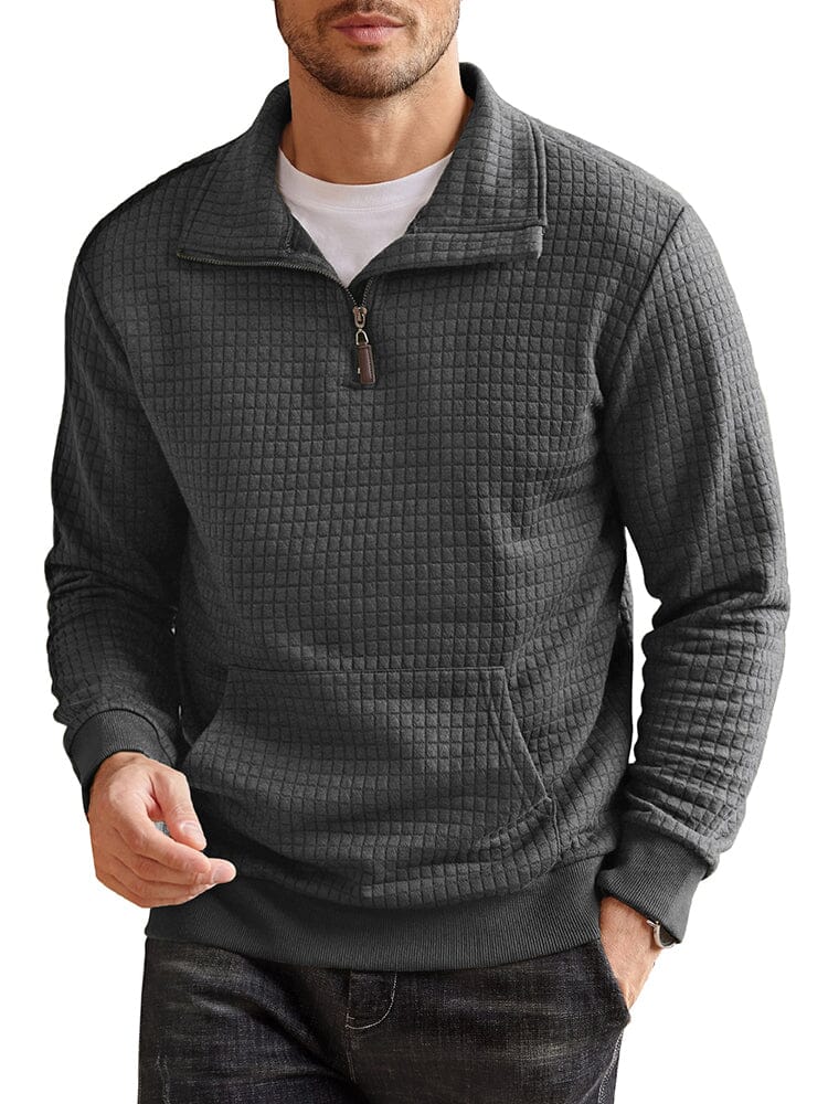 Casual Waffle Pullover Sweatshirt (US Only) Shirts coofandy Dark Grey S 