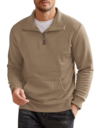 Casual Waffle Pullover Sweatshirt (US Only) Shirts coofandy Khaki S 