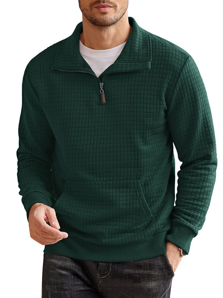 Casual Waffle Pullover Sweatshirt (US Only) Shirts coofandy Green S 