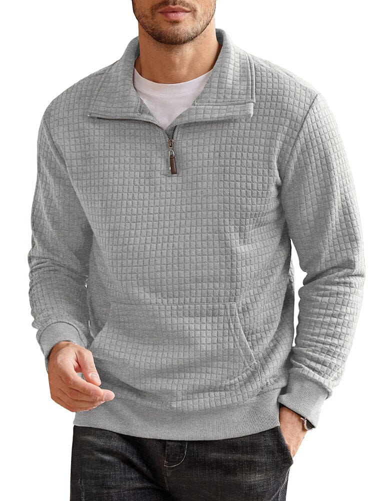 Casual Waffle Pullover Sweatshirt (US Only) Shirts coofandy Light Grey S 