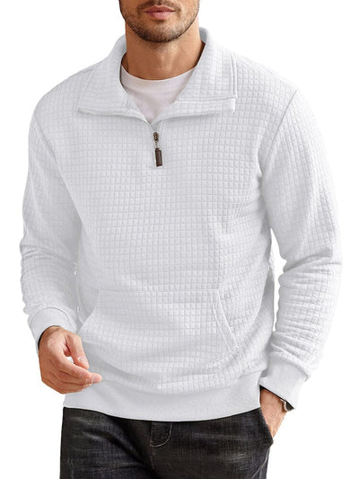 Casual Waffle Pullover Sweatshirt (US Only) Shirts coofandy White S 