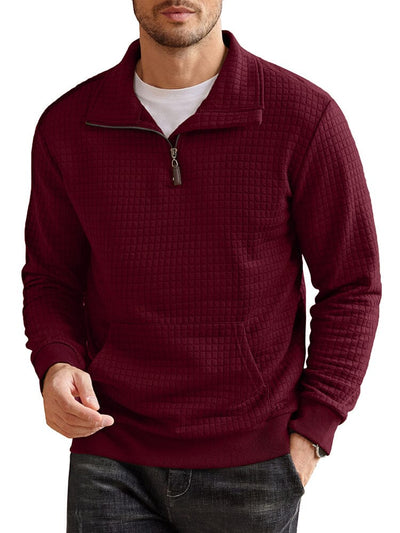 Casual Waffle Pullover Sweatshirt (US Only) Shirts coofandy Wine Red S 