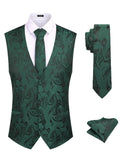 Paisley Vest Tux Set (US Only) Vest coofandy Dark Green S 