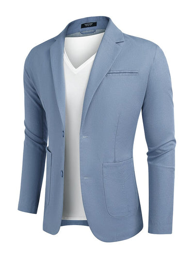 Lightweight Cotton Linen Blazer Jacket (US Only) Blazer coofandy Light Blue S 