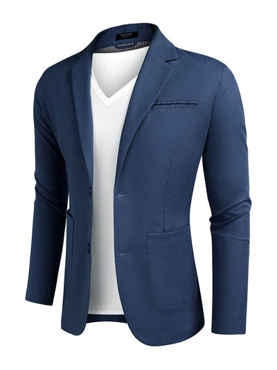 Lightweight Cotton Linen Blazer Jacket (US Only) Blazer coofandy Navy Blue S 