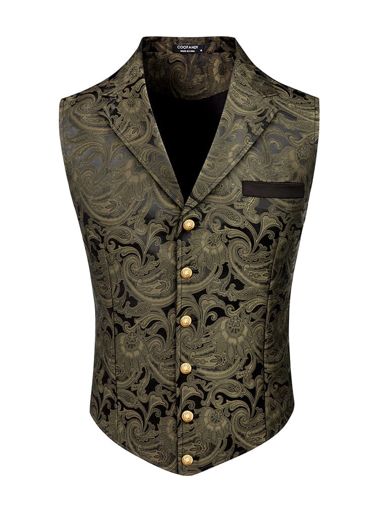 Luxury Floral Tuxedo Vest (US Only) Blazer coofandy Black Gold S 