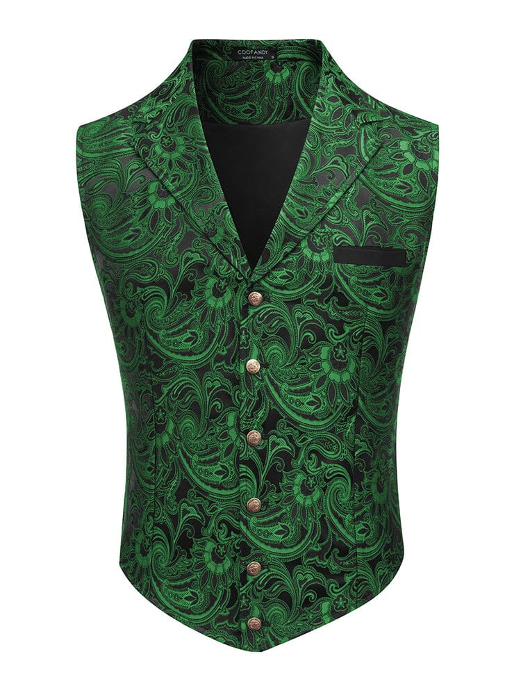 Luxury Floral Tuxedo Vest (US Only) Blazer coofandy Green S 