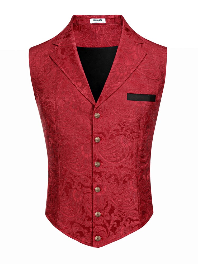Luxury Floral Tuxedo Vest (US Only) Blazer coofandy Red S 