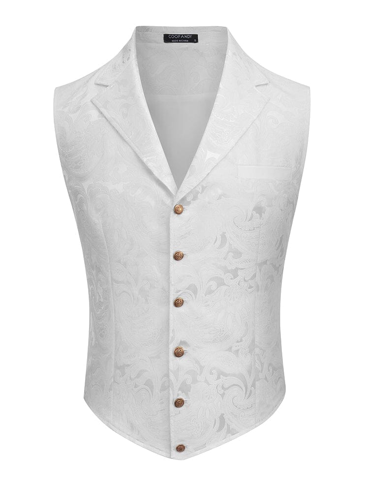 Luxury Floral Tuxedo Vest (US Only) Blazer coofandy White S 