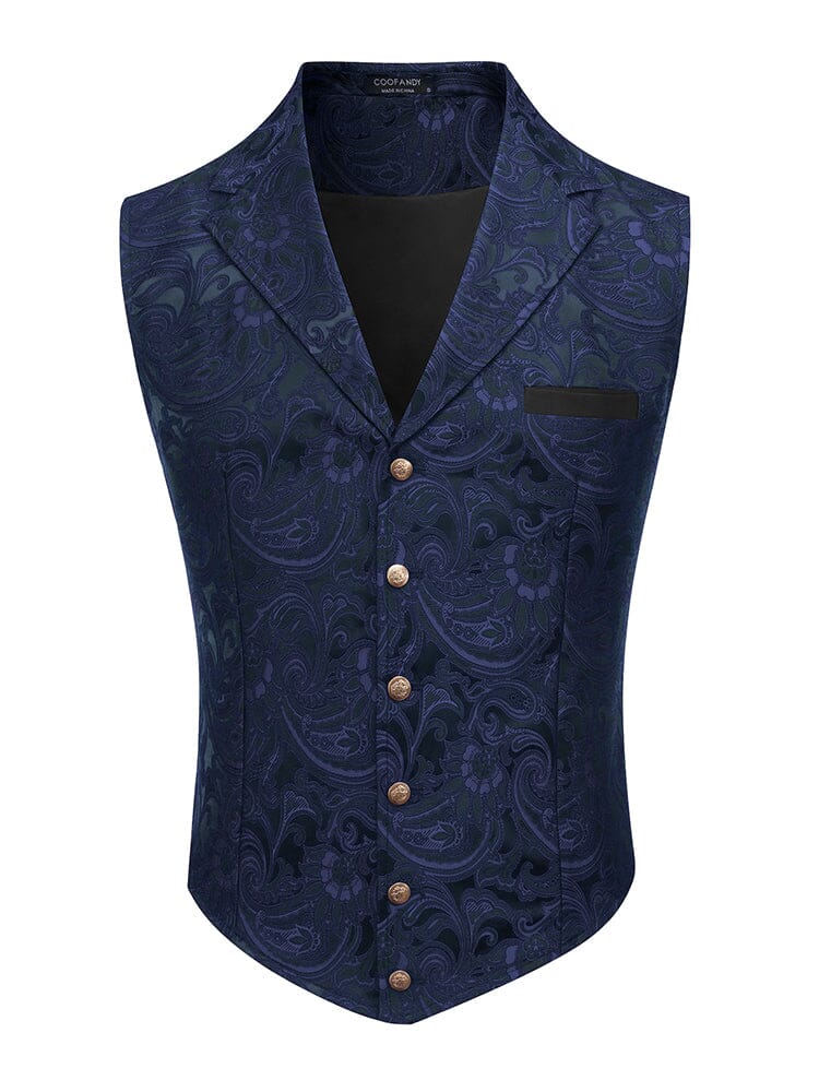 Luxury Floral Tuxedo Vest (US Only) Blazer coofandy Navy Blue S 
