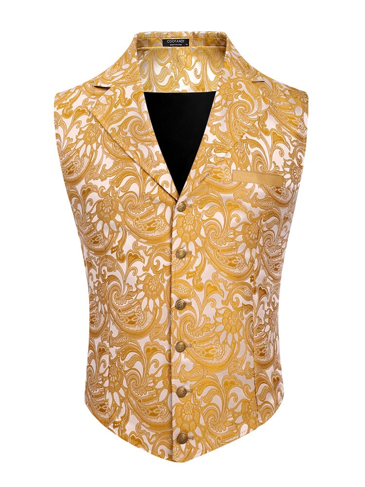 Luxury Floral Tuxedo Vest (US Only) Blazer coofandy Yellow S 