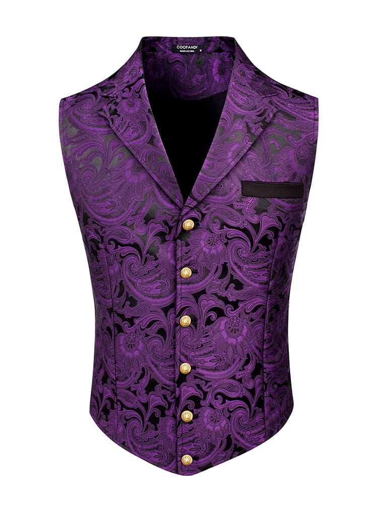 Luxury Floral Tuxedo Vest (US Only) Blazer coofandy Purple S 