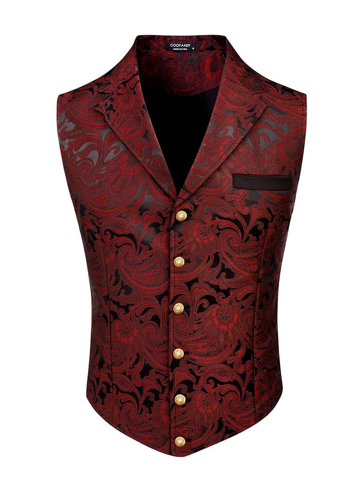 Luxury Floral Tuxedo Vest (US Only) Blazer coofandy Wine Red S 