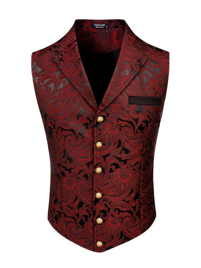 Luxury Floral Tuxedo Vest (US Only) Blazer coofandy Wine Red S 