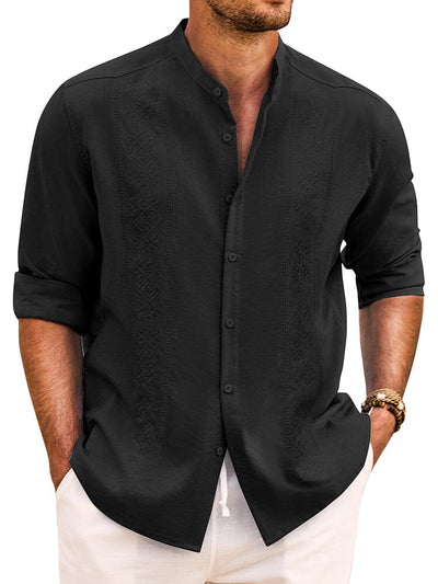 Soft Cotton Linen Button Shirt (US Only) Shirts coofandy Black S 