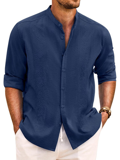 Soft Cotton Linen Button Shirt (US Only) Shirts coofandy Navy Blue S 