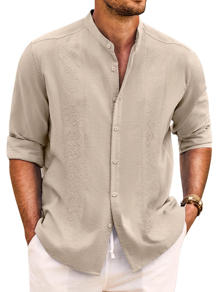 Soft Cotton Linen Button Shirt (US Only) Shirts coofandy Khaki S 