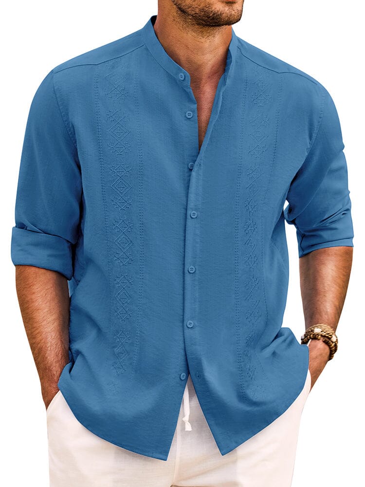 Soft Cotton Linen Button Shirt (US Only) Shirts coofandy Denim Blue S 