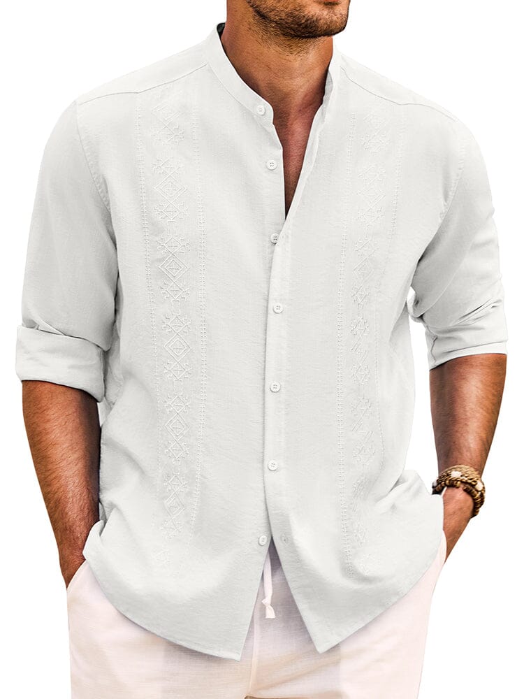 Soft Cotton Linen Button Shirt (US Only) Shirts coofandy White S 