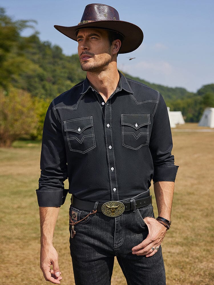 Western Cowboy Shirt - Breathable & Soft - Long Sleeve - Daily Wear - US Only White / XL Western Cowboy Shirt - Breathable & Soft - Long Sleeve - Daily Wear - US Only White / XL
