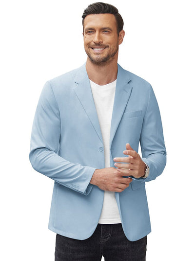 Loose Fit Two Button Casual Blazer (US Only) Blazer coofandy Light Blue S 