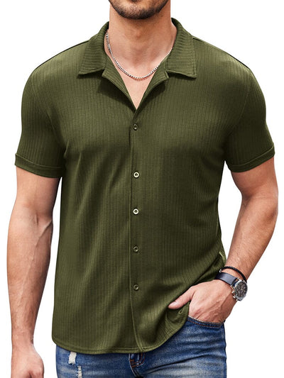 Casual Slim Fit Knit Shirts (US Only) Shirts coofandy Army Green S 