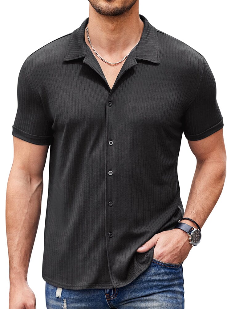 Casual Slim Fit Knit Shirts (US Only) Shirts coofandy Dark Grey S 