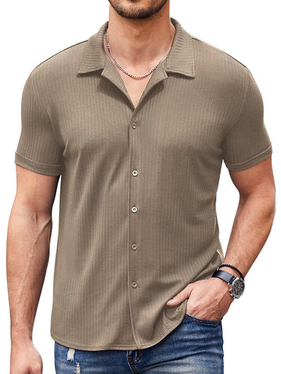 Casual Slim Fit Knit Shirts (US Only) Shirts coofandy Khaki S 
