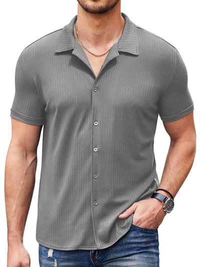 Casual Slim Fit Knit Shirts (US Only) Shirts coofandy Light Grey S 