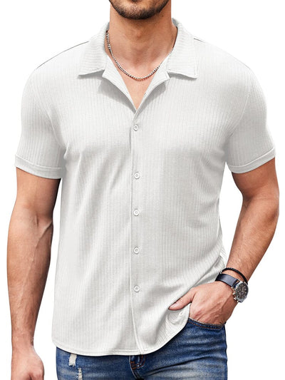 Casual Slim Fit Knit Shirts (US Only) Shirts coofandy White S 