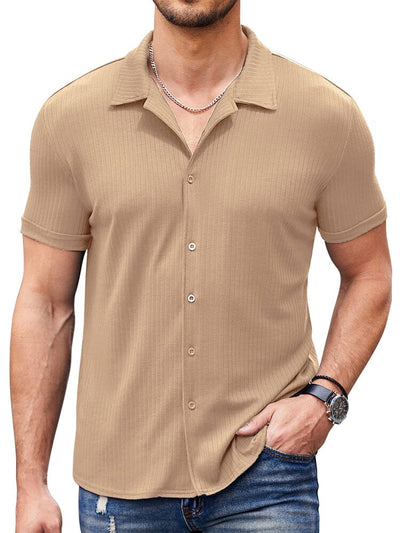 Casual Slim Fit Knit Shirts (US Only) Shirts coofandy Beige S 