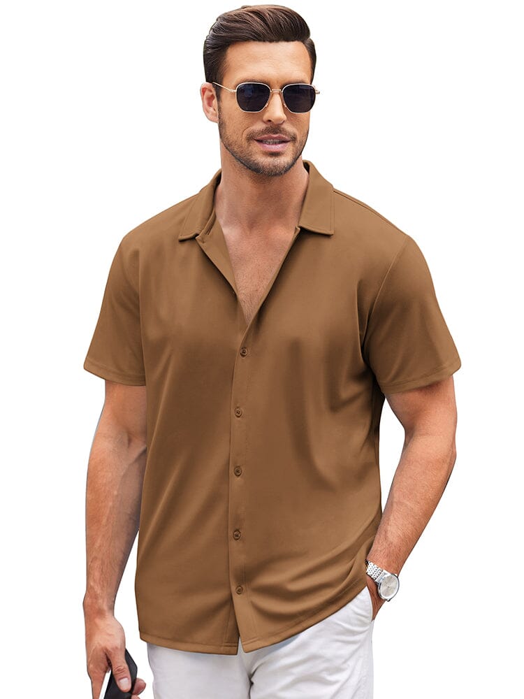 Casual Wrinkle Free Shirt (US Only) Shirts coofandy Light Brown S 