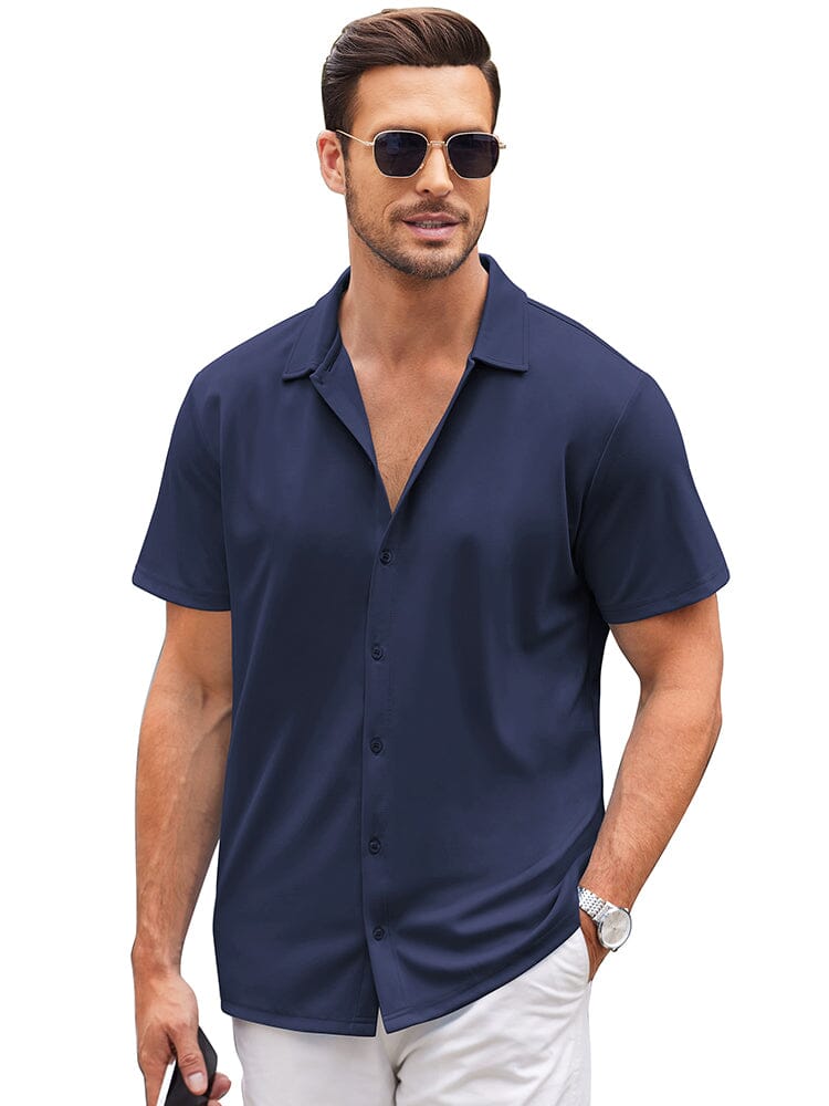 Casual Wrinkle Free Shirt (US Only) Shirts coofandy Navy Blue S 